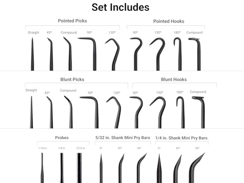 Image of TEKTON Pick, Hook, and Mini Pry Bar Set, 24-Piece | LVR14001