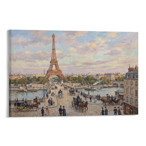 GPMNBCXZK Torre Eiffel de París Cuadro En Lienzo Moderno HD Póster Río Sena Arte De Pared Para Dormitorio, Salón, Pasillo, Cocina Decoracion, Regalo 12x18inch(30x45cm)