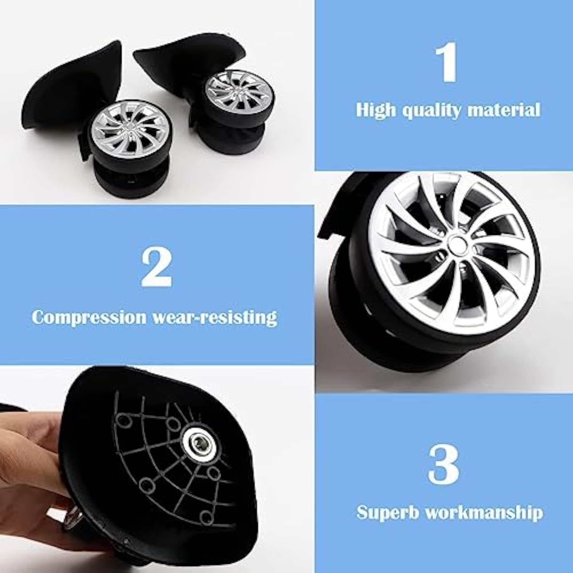 2 PCS Portable 360 Swivel Suitcase Caster Replacement Set