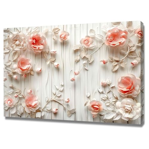Toile non tissee haut de gamme WODJEM tableau abstrait floral 50x70 encadré