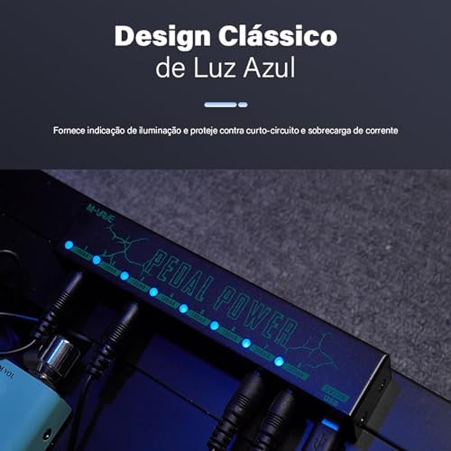 Fonte de alimentação para pedais de efeitos de guitar, 8 saídas dc isoladas/5v saída usb para 9v pro