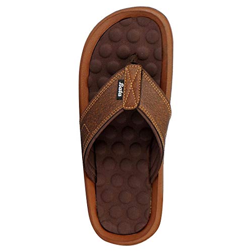 Image of Bata Men's Synthetic Slip On Slippers (Brown, numeric 6)