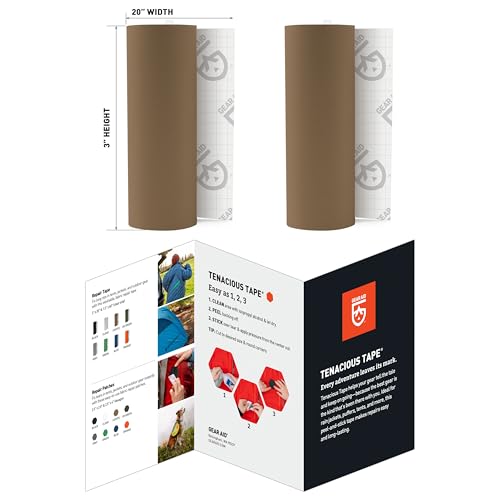 Image of GEAR AID Tenacious Tape 3 inch x 20 inch Nylon Fabric Repair, Coyote, 2 Rolls | Peel-and-Stick Repair Tape That Fixes Holes and Rips in Puffy Jackets, Rain Gear, Tents, Sleeping Bags and Outdoor Gear.