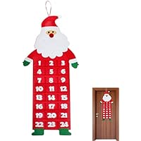 Calendario de Adviento de Navidad de Santa Claus 2022 Calendario de Adviento de cuenta regresiva de pared con 24 bolsillos, para colgar en la pared para el calendario de Navidad para decoración del