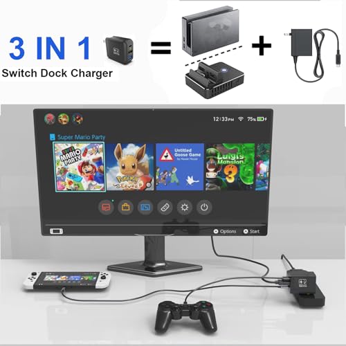 image for Techigher Switch Dock Charger Portable Travel TV Docking Station with 