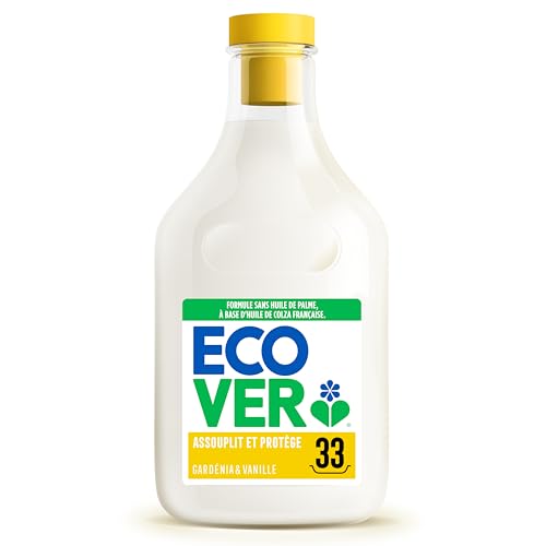 Ecover Adoucissant, Adoucissant Liquide pour Linge aux Extraits Botaniques, Fraîcheur Longue Durée, Parfum Gardenia et Vanille, Bouteille de 1 litre