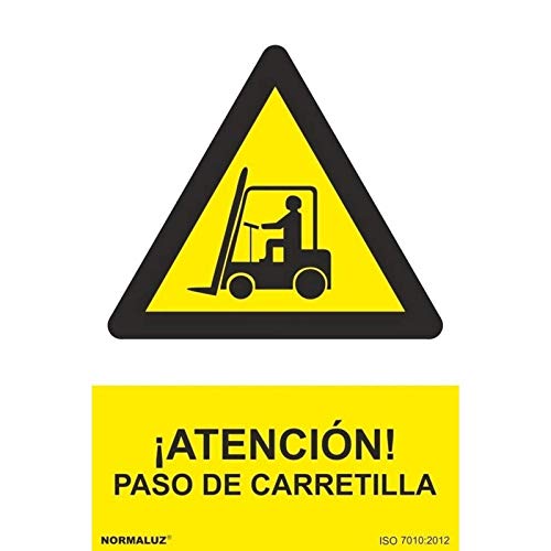 Normaluz Cartel ¡Atención! Paso de Carretilla 21x30cm – Señal PVC Alta Visibilidad | Carteles de Seguridad Resistentes | Señalizaciones de Seguridad y Pegatinas de Peligro para Uso Industrial