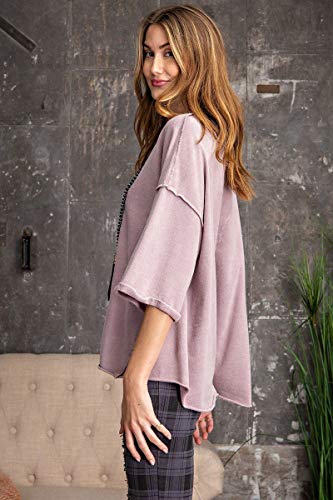 3/4 SLVS Mineral Washed Terry Knit Boxy Top - Ash - M miniatura 3