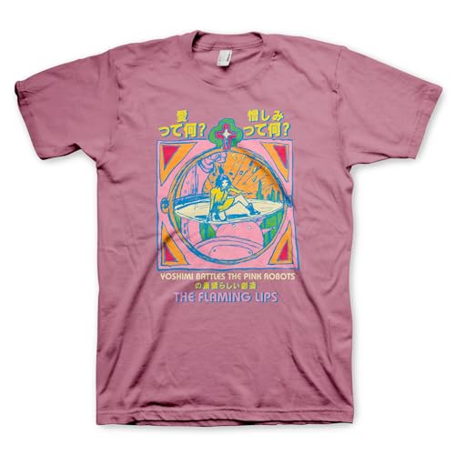 The Flaming Lips Yoshimi Battles The Pink Robot Adult Pink Short Sleeve T Shirt Rock Band Graphic Tees