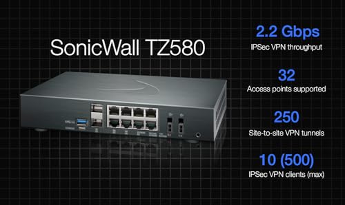 Image of SonicWall TZ580 Secure Upgrade Plus Advanced Edition Firewall, 3-Year