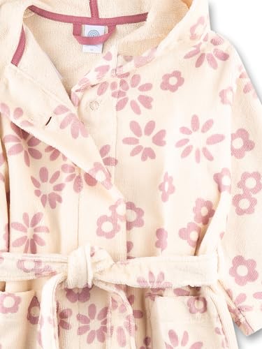 Sanetta Mädchen-Bademantel beige Blumen | Hochwertiger und kuscheliger Bademantel aus Frottee für Mädchen.