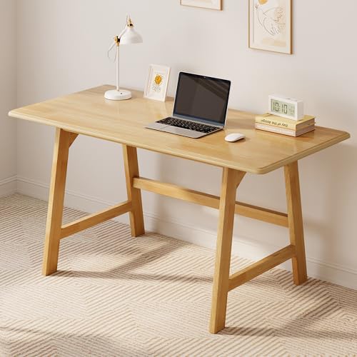 IOTXY Solid Wood Writing Table - 48' W x 24' D Minimalist Computer Desk for Home Office, Work, Study, Creativity, and PC Workstation, Oak