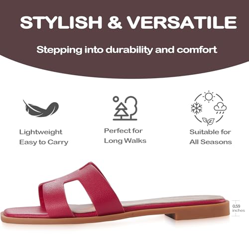 Image of Sandals for Women Dressy Comfortable Flat Open Toe Casual Cute Trendy Shoes Soft Faux Leather Slip On Ladies Slides for Summer