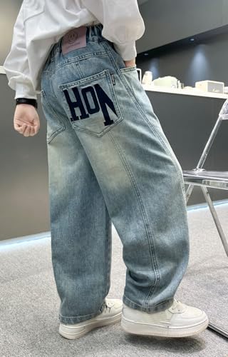 Boys Cargo Pants Casual Loose Fit Denim Trousers Stylish Streetwear Wide Leg Joggers for Kids2