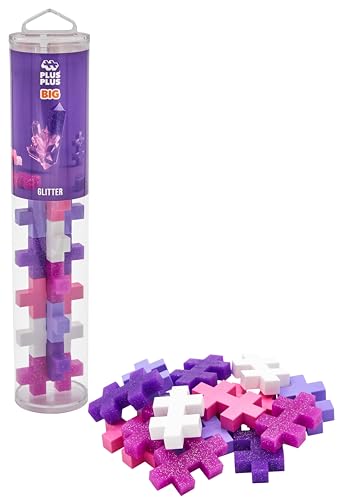 Plus-Plus 3432 Big Glitzer, Kreativ-Bausteine Tube ab 1 Jahr, 15 Teile