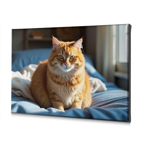 Tableau chat orange pour salle de bain décoration murale toile 30x40 cm