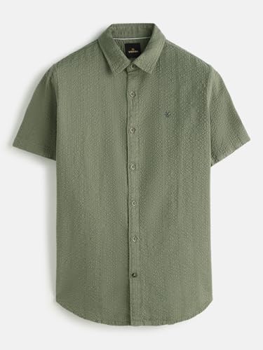 Image of WROGN Men's 100% Cotton Shirt | Textured | Slim Fit