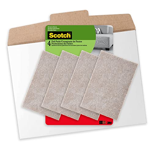 Scotch Felt Furniture Pads 4 PCS Furniture Pads for Hardwood Floors, Beige, 4