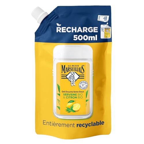 Le Petit Marseillais – Recharge Gel Douche Extra Doux Verveine Bio & Citron Bio (écopack de 500...