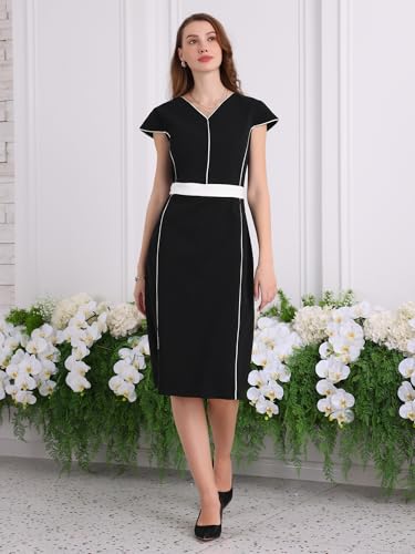 Women's Formal Dresses Knee Length Work Cap Sleeve Sheath Dress3