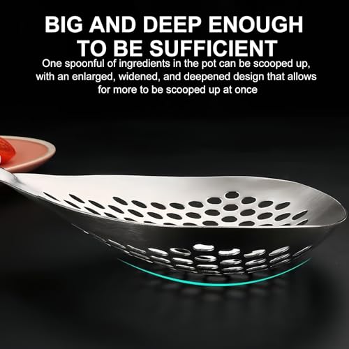 Schiumarola in Acciaio Inox 304, Cucchiaio per Schiumarola in Metallo, Mestolo Colino Cucchiaio a Fessura per Pasta e Verdure, Skimmer da Cucina, Schiumatoio per Cucinare Friggere, Diametro 14,5 cm - immagine 5
