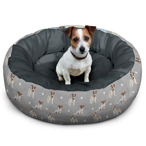 Dog Calming Beds for Small Medium Large Dogs - Round Donut Washable Dog Bed (Jack Russell Terrier...