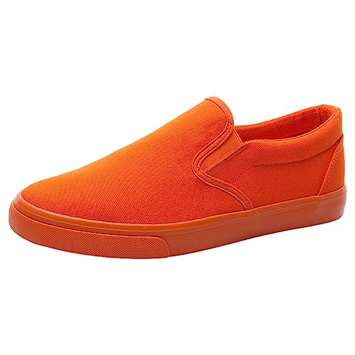 Jamron Hombre Color Sólido Slip On Zapatos de Lona Zapatillas Casual Sneakers Plimsolls Naranja SN0706142 EU40