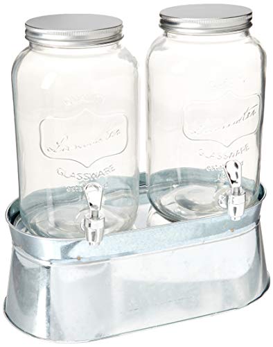 Circleware 92022 Mini Mason Jar Glass Beverage Dispensers with Stand Bucket, Fun Party