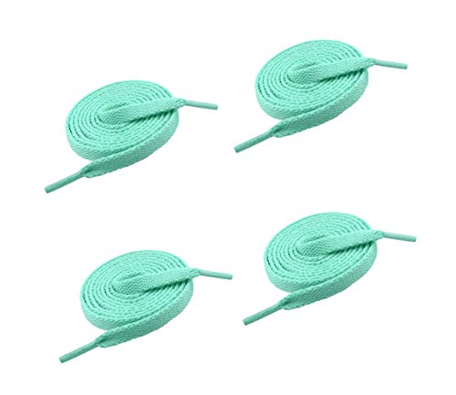 VSUDO 2 Pairs 59  Mint Green Flat Sneaker Shoe Laces 5 16  Flat Shoelaces for Adult & Kid Sneakers or Athletic Shoes (2 Pairs-Mint Green-150CM)