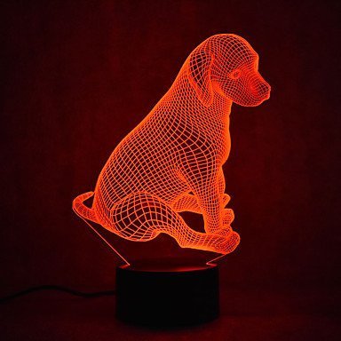 YTDZLTD Illusione Ottica 3D Animale Cane Luce Notturna 16 Colori Mutevoli Telecomando USB Potere Toccare Cambiare Arredamento Lampada LED Lampada da Tavolo Bambini Brithday Natale Regalo
