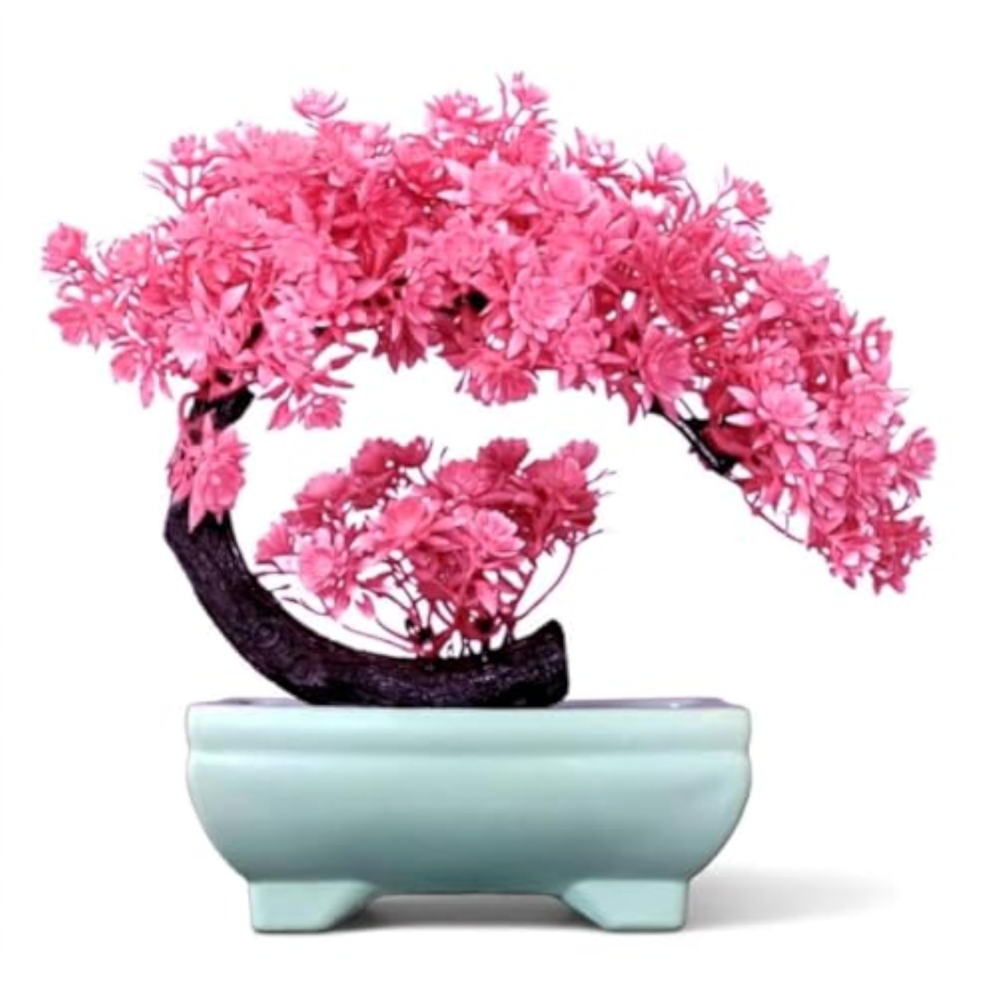 Artificial Pink Flower Bonsai Tree for Home Decor, 25 cm