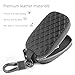 IHOTDER Stylish Car Key Case with Keychain and Zipper - Genuine Leather Car Key Case Holder for Remote Key Cover Replacement (Black)