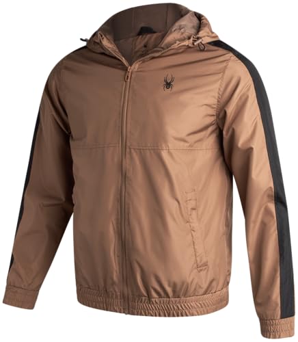 Spyder Mens Windbreaker Jacket - Lightweight Wind & Water-Resistant Hooded Zip Up Jacket for Travel Running Golf & Daily Wear