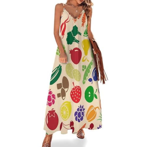 Robe d'été longue pour femme avec col en V et bretelles de plage