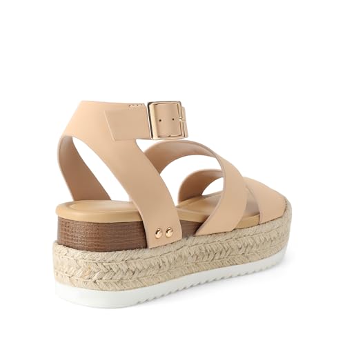 Image of DREAM PAIRS Strappy Espadrille Platform Wedge Sandals for Women Dressy Summer, Comfortable Open Toe Sandals with Cushioned Insole and Ankle Strap Buckle