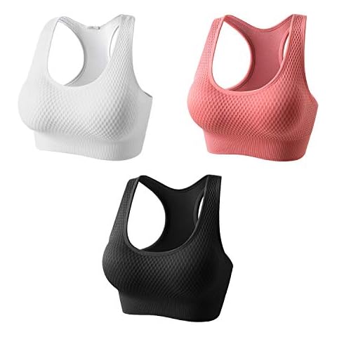 Silkarea Racerback Sports Bras for Women Padded Seamless High Impact Support for Yoga Gym Workout Fitness (Black, Small) Cover