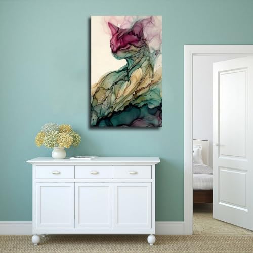 Impression sur toile chat éthéré 50x75 cm pour décoration de chambre