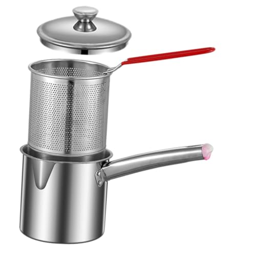 ステンレス製深型フライポット 家用コンパクト揚げ鍋 油はね防止設計 持ちやすいハンドル付き 多用途キッチン調理器具