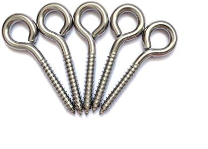 Goyunwell Stainless Steel Screw Eyes for Wood 10pcs Eye Hook Screw in Heavy Duty Anti Rust Eye Wood Screws Large Eye Hooks Screw Eyes Eyebolts (M6 3-1/8 inch (80mm)
