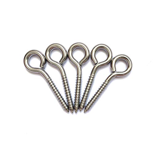 Goyunwell Stainless Steel Screw Eyes For Wood 10Pcs Eye Hook Screw In Heavy Duty Anti Rust Eye Wood Screws Large Eye Hooks Screw Eyes Eyebolts (M6 3-1/8 Inch (80Mm) #TOP17