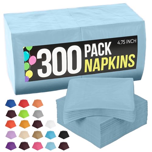 Serviettes en papier absorbantes bleu ciel lot 50 serviettes table jetables 2 plis
