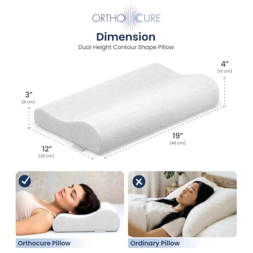 Image of Memory Foam Cervical Neck Pillow | 3 Years Warranty | Pain Relief Sleep, Improves Posture Spinal Alignment, Neck Pain Relief (Queen Size)