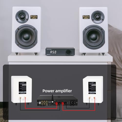 Image of SMSL Bookshelf Speakers Tabebuia Studio Hi-Fi Speakers for Home Audio, Wavecor Custom Drivers,100 Watts Per Channel Audiophile HIFI Two-Way Bookshelf Desktop Surround Passive Speaker,Red(Pair)