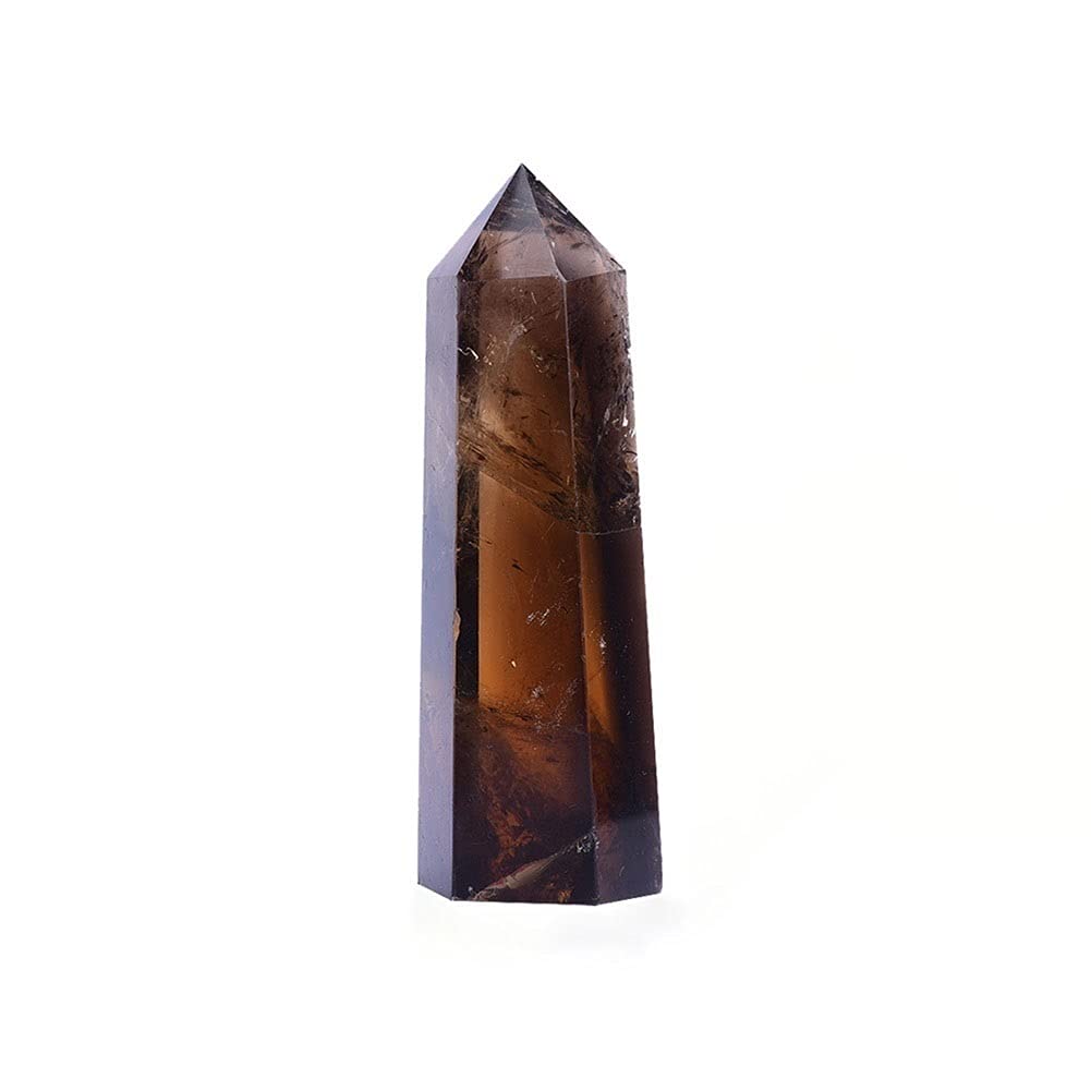 Home Kolekcje 1 szt. Naturalny kwarc herbata kryształ punkt dymny kamień sześciokątne pryzmaty obelisk różdżka kamień DIY prezent 10x3 cm piękny