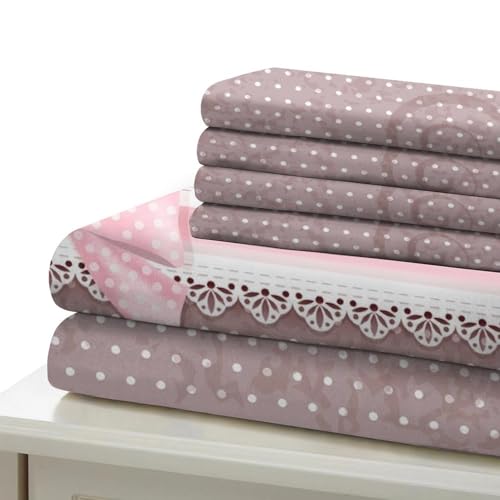 Parure de lit microfibre rose nœud 3D housse de couette single - 7