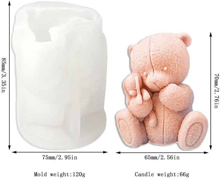 Miniatura 2 de Oso pequeño con forma de muñeca moldes de silicona para hacer velas, resina, velas de aromaterapia, jabón de cera hecho a mano, decoración del
