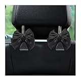 DXNQ 2 PCS Cute Bow Car Seat Headrest Hooks, Lovely Bow-Knot Vehicle Rear Seat Bracket Hook, Multi-Use Portable Bow Seat Back Hook for Handbags Umbrellas Grocery Storage (Black)