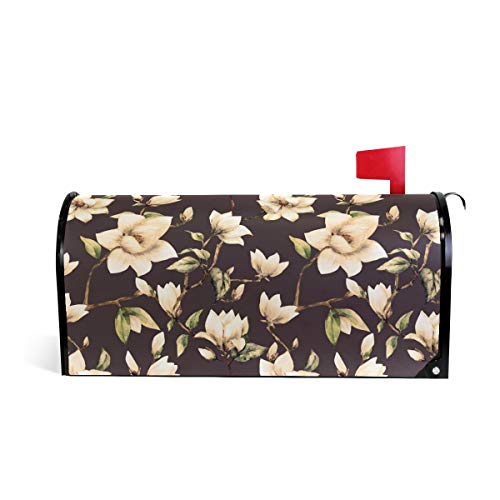 WOOR White Magnolia Flowers Magnetic Mailbox Cover MailWraps Garden Yard Home Decor for Outdoor Standard Size-18