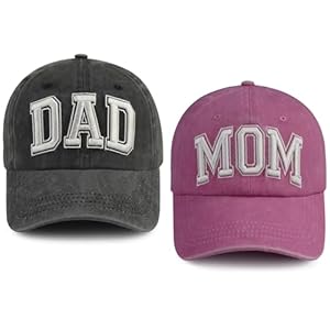 2 PCS Dad and Mom Hats for Men Women, Funny Adjustable Embroidered Cotton Parents Baseball Cap