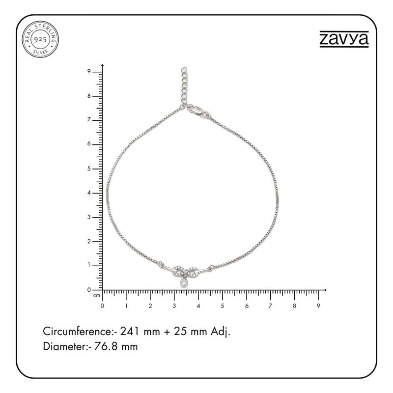 Image of ZAVYA 925 Sterling Silver Cubic Zirconia Infinity Rhodium Plating Chain Anklet (Single) | Gift for Women & Girls | 1 Year Plating Warranty